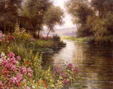  Bord Painting - Fleur au bord de la riviere landscape Louis Aston Knight brook
